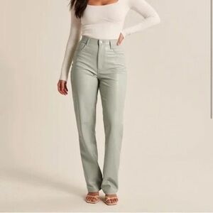 Abercrombie & Fitch The 90s Straight Ultra High Rise Pants Vegan Leather Size 25